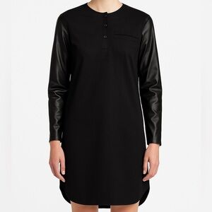 Run the World by Victor Sandifer Black Shift Dress Faux Leather Sleeves NWT S